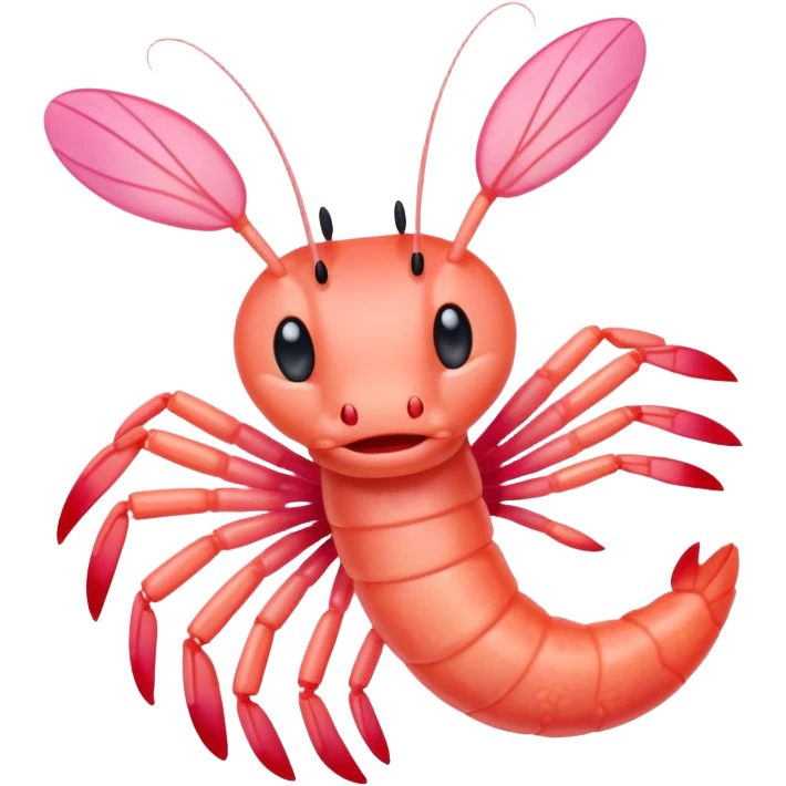 A pleading shrimp emoji