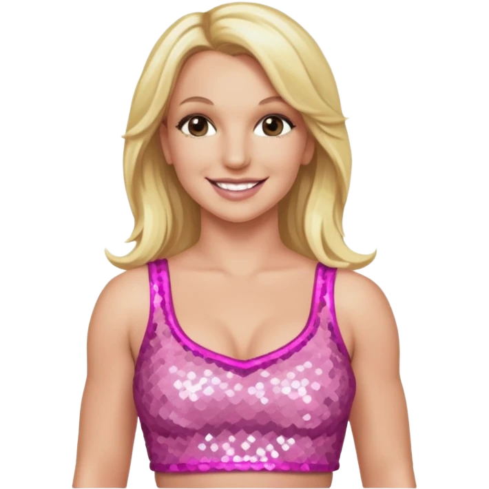 Britney Spears with long blonde hair, pink sequin crop top emoji