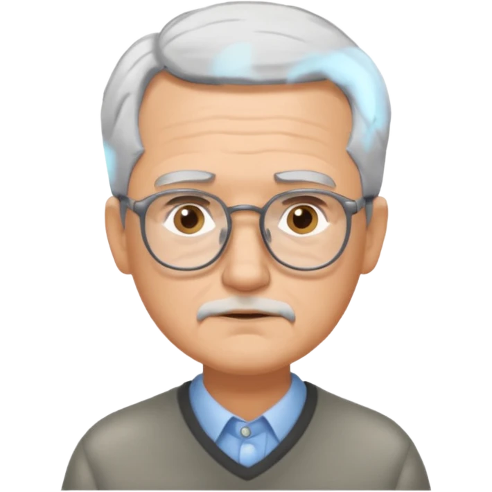 Grey haired man with glasses pondering  emoji