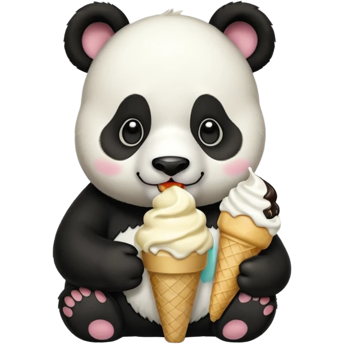 Panda eating ice cream emoji