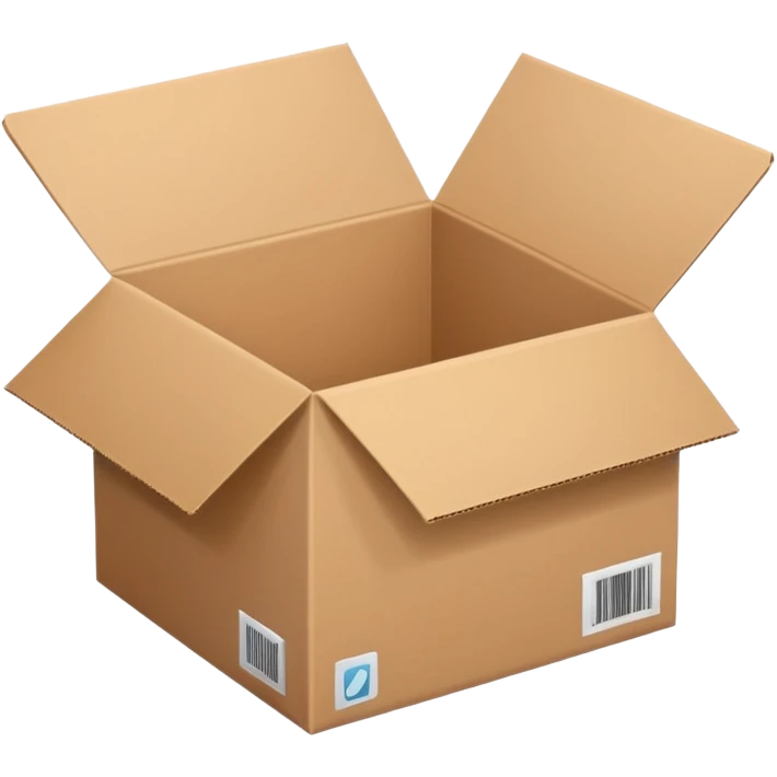 Generate a realistic emoji-style icon of the an open package which is empty and air is coming out of it. emoji