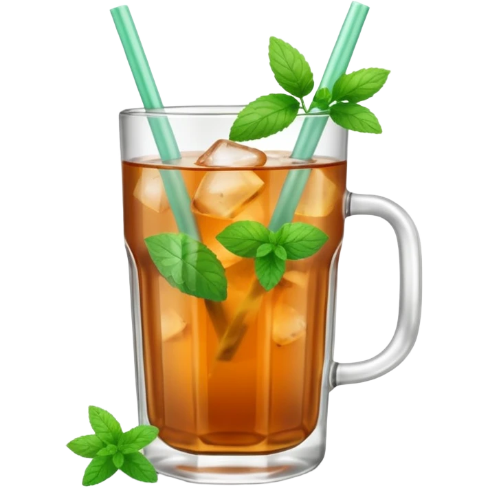 ice mint tea without lemon in glass emoji