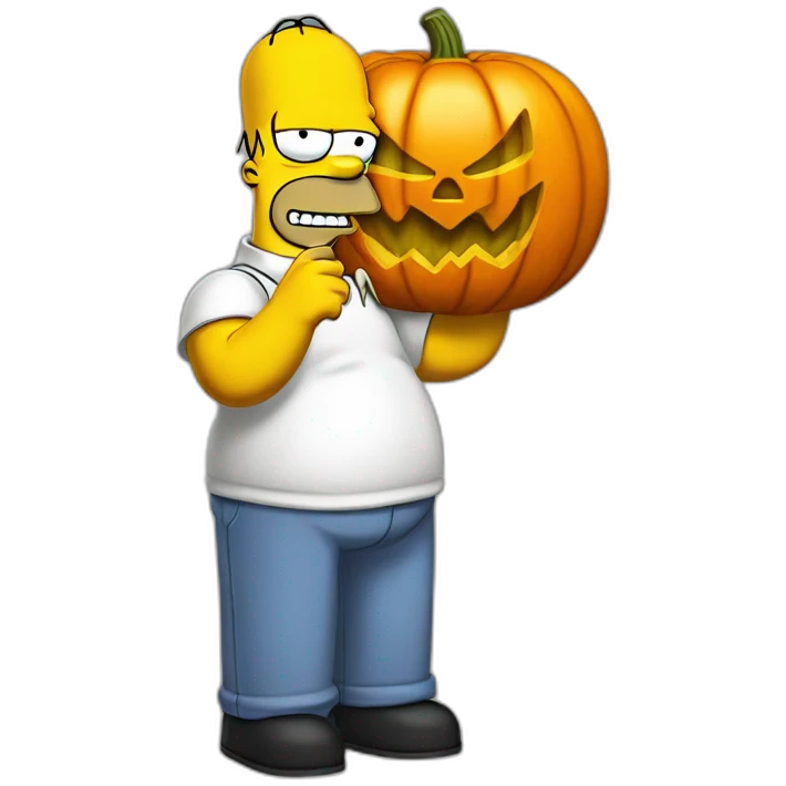 Homer Simpson with pumpkin head emoji