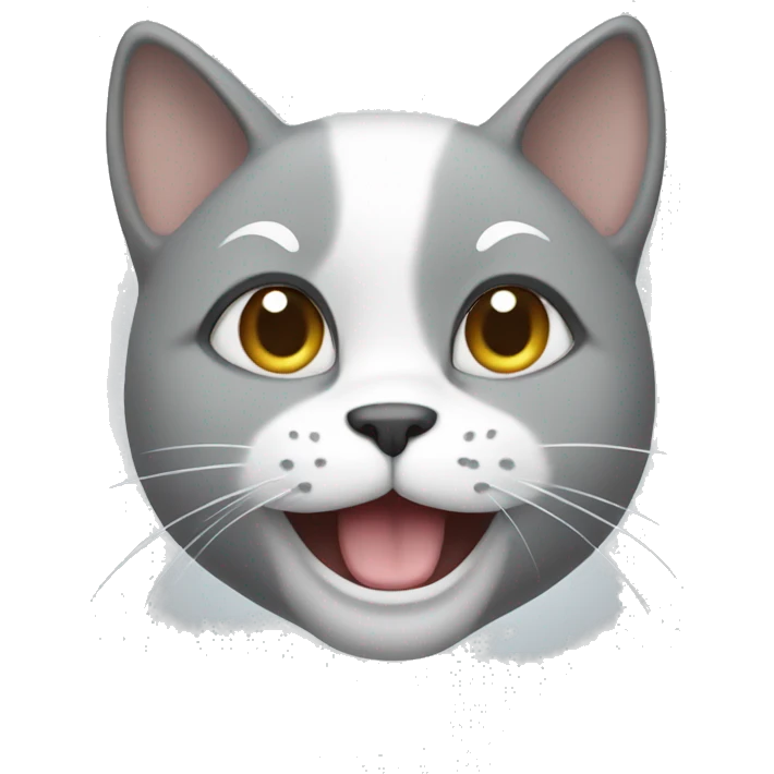 gray white cat smiling emoji