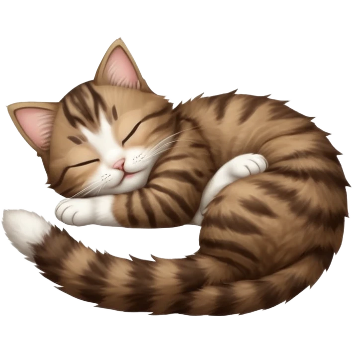 dark brown tabby and white kitten sleeping upside down on its back emoji