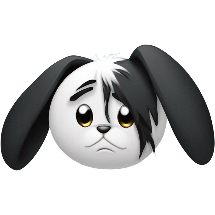 A depressed Emo haired rabbit with black fur emoji