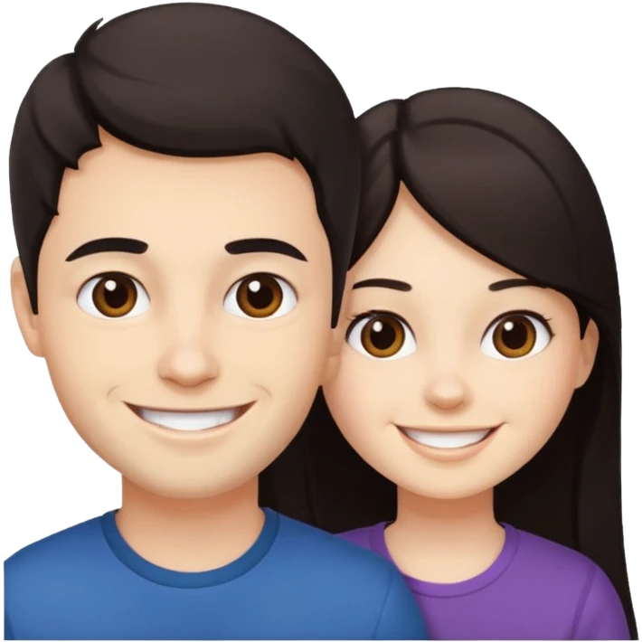Brother ans sister, white skin, dark hair emoji