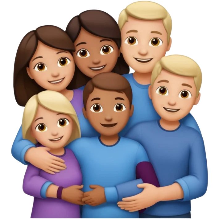 family of 5 hugging each other emoji