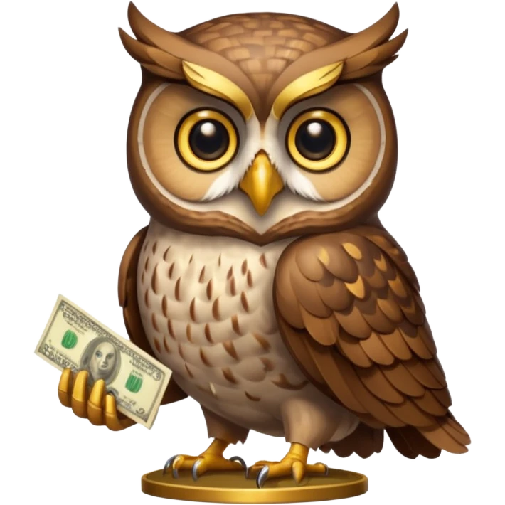 holding money and scale mascot owl emoji