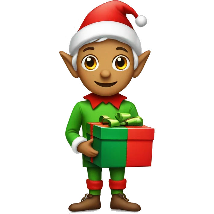 Christmas elf with present emoji