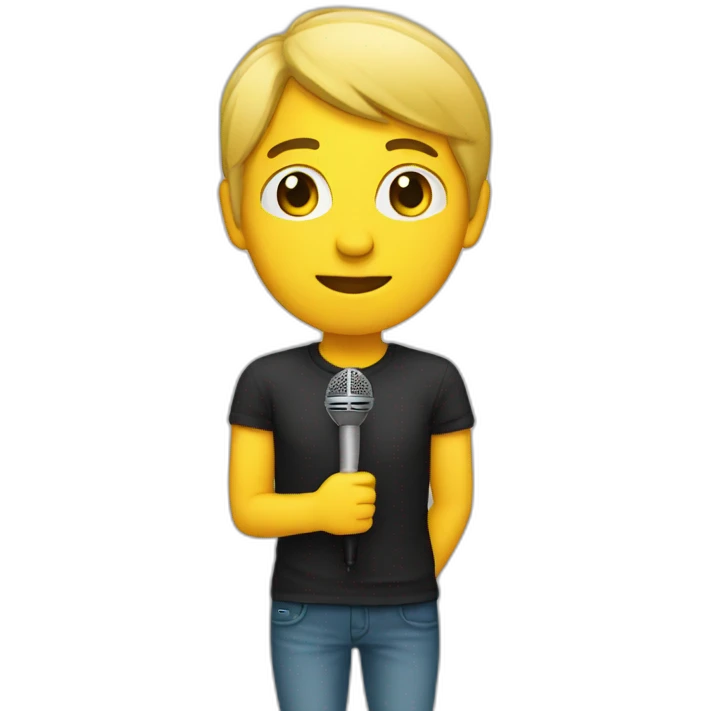 Fans standing with a microphone emoji