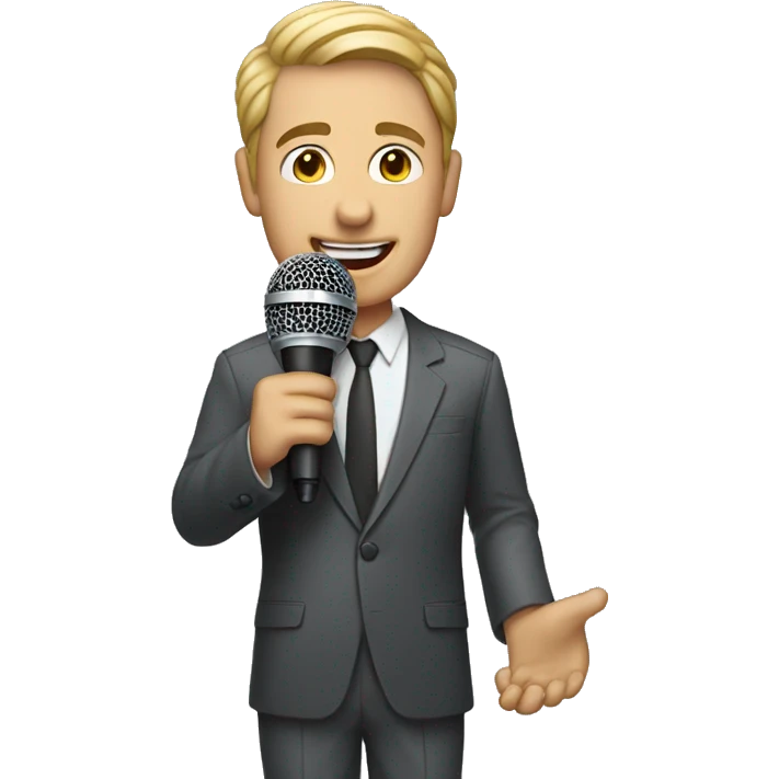 A host is holding a microphone. emoji