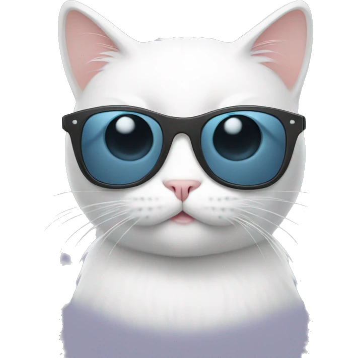 White Cat cute with sunglasses emoji
