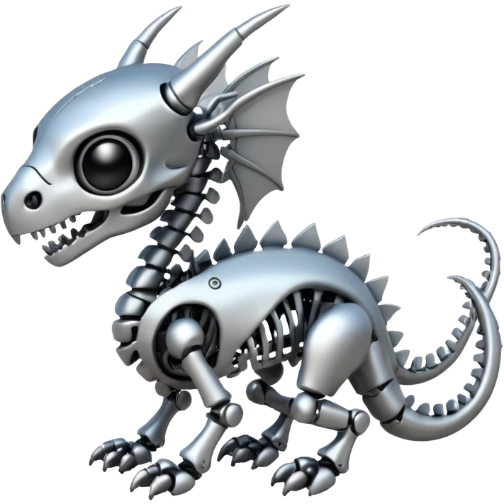 A skeleton robot dragon tiny cute emoji