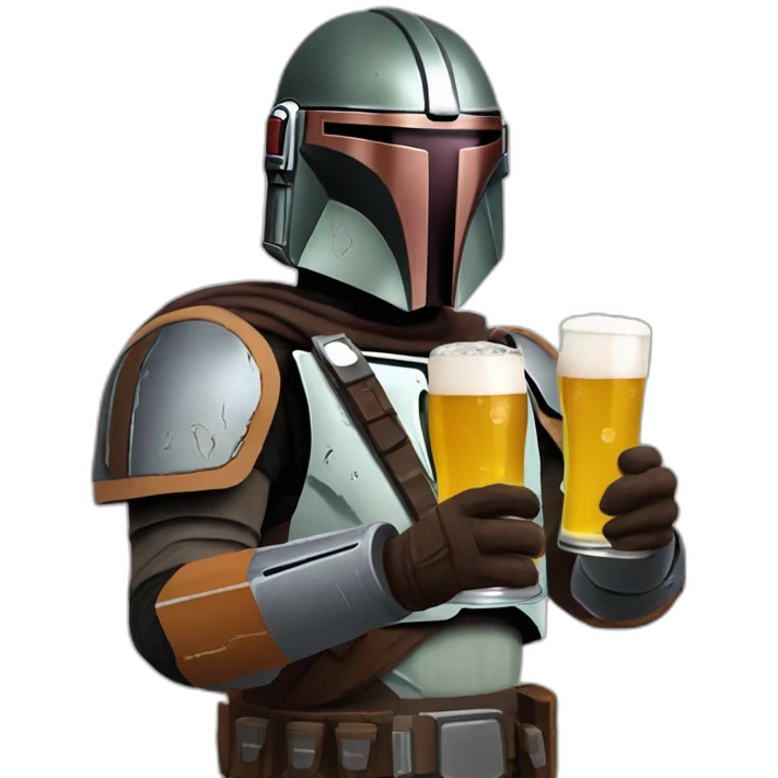 mandolorian drinking beer emoji