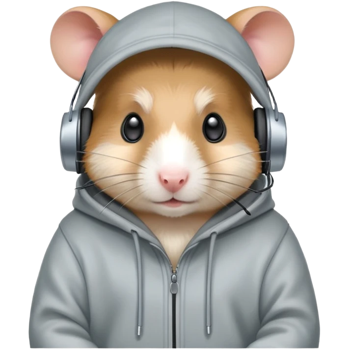 Deterministic hamster hacker with a hoody and a headset emoji