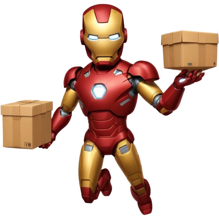 Iron man flying holding package emoji