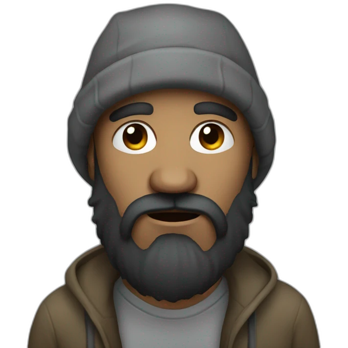 A homeless man with a big black beard who smells terrible emoji