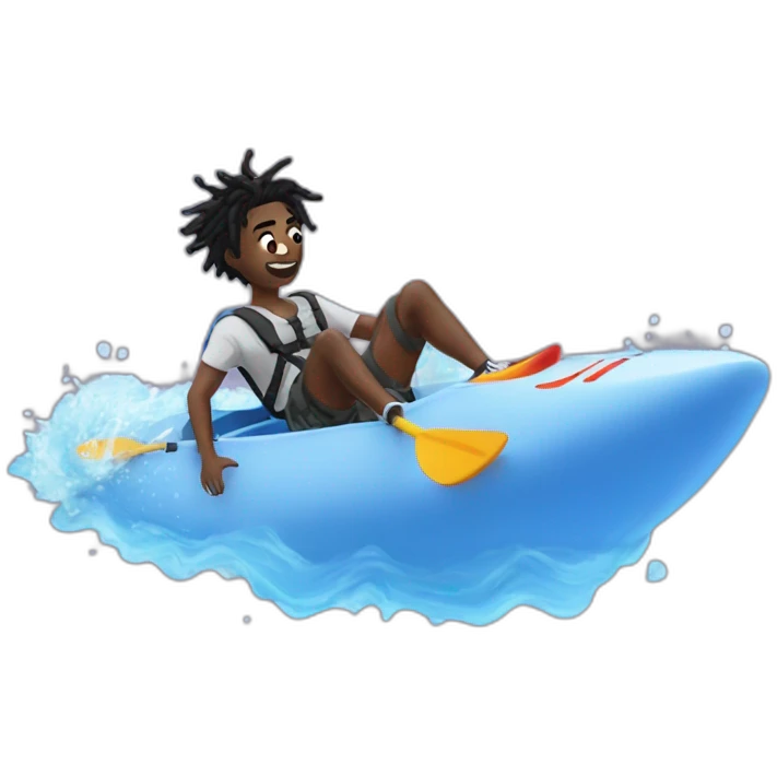 Playboi carti falling through the air in a kayak emoji