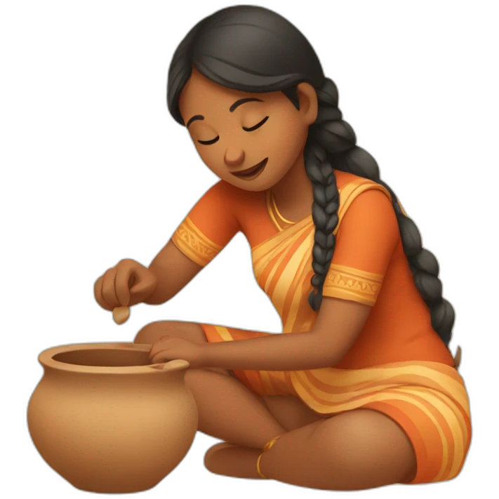 Indian girl doing pottery emoji