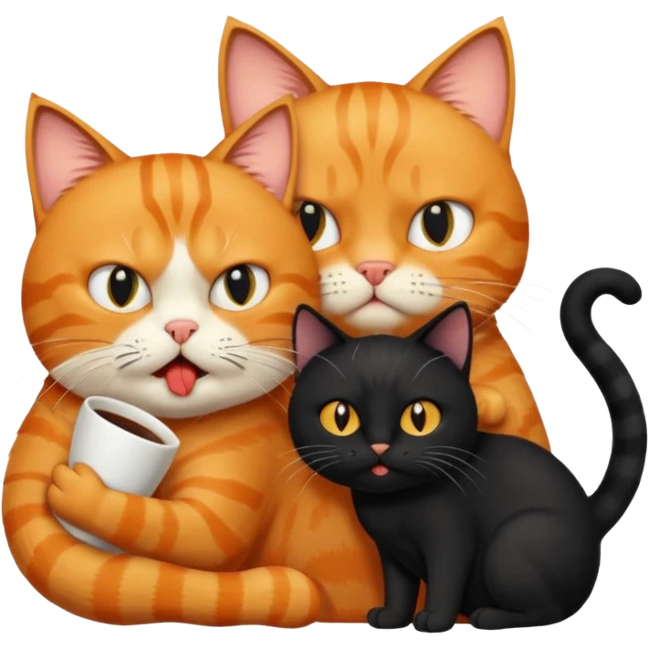 cat holding back another cat because he's going crazy because his coffee isn't ready yet and it isn't friday emoji