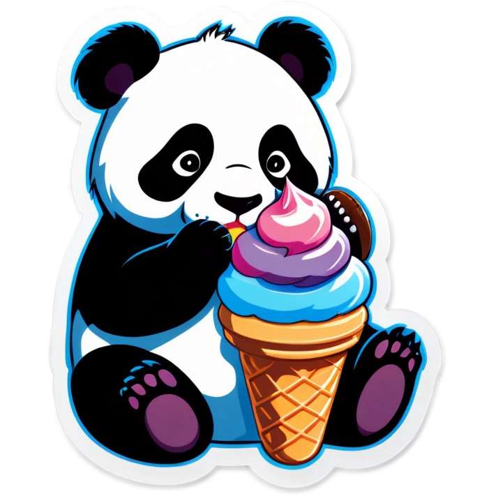 Panda eating ice cream emoji