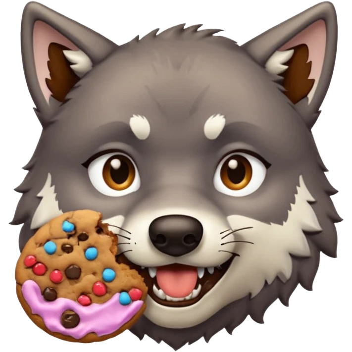 Wolf eating a cookie emoji