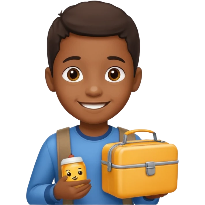 black child with lunchbox emoji