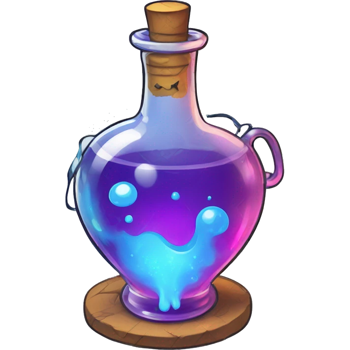 A magic potion in the style of cartoon, vector, vibrant colors, white background, bold outlines emoji