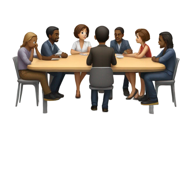 sitting around a large empty table emoji