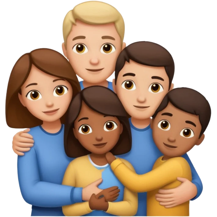 family of 5 hugging each other emoji