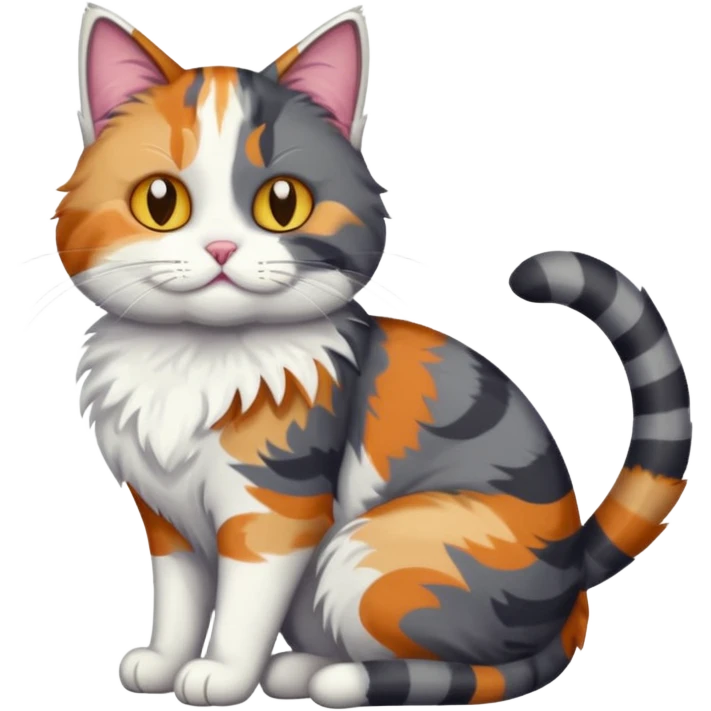 full body colourful light patched calico + white tabby cat cuddling a large dark grey and white tabby cat  emoji