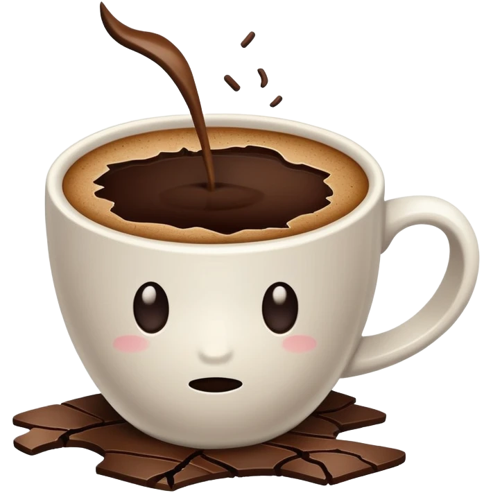 broken coffee cup with cracks and spilled coffee emoji