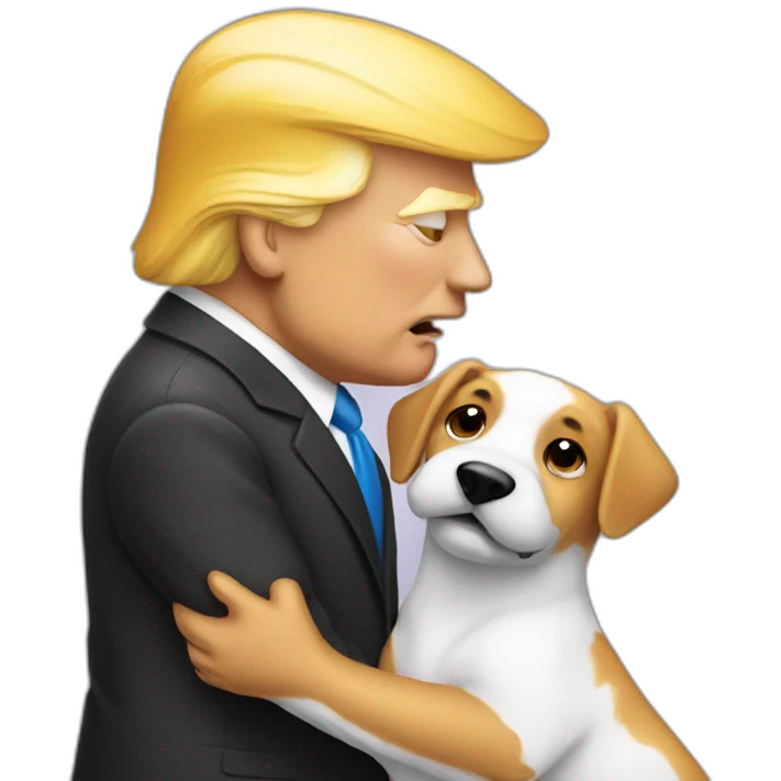 trump kissing a dog emoji