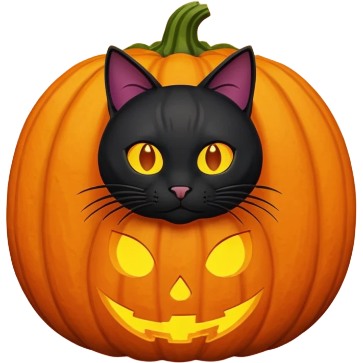 Black cat inside pumpkin emoji