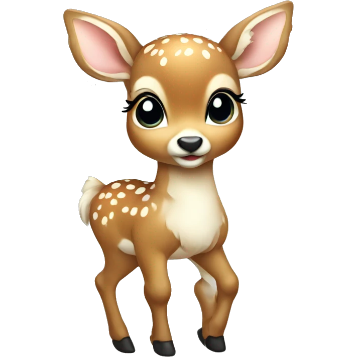 full body baby deer wearing a white bow emoji