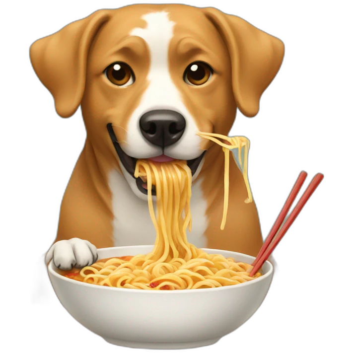 Dog eating ramen emoji