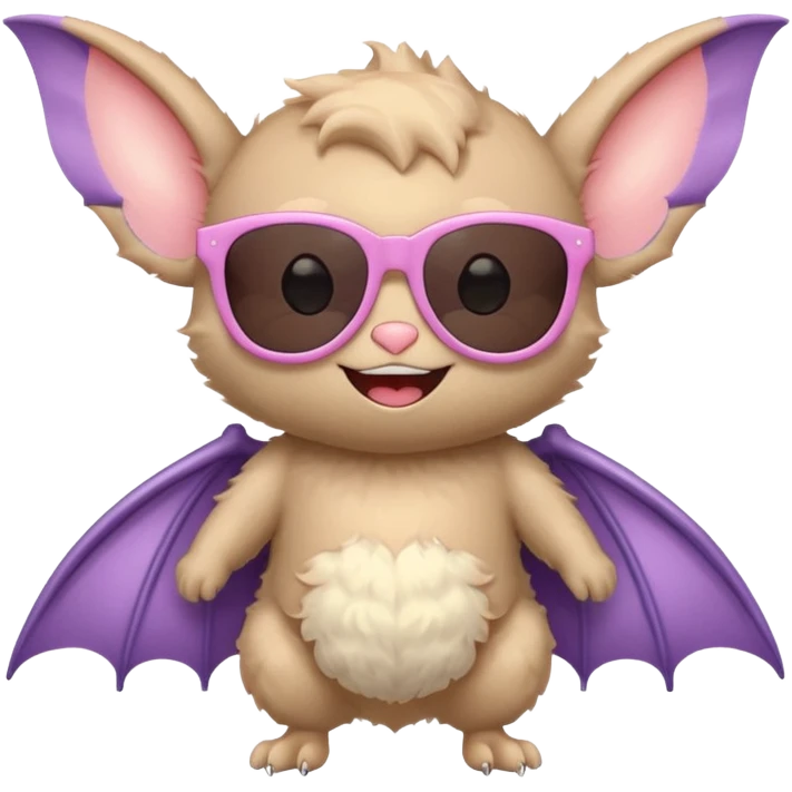 cute pastel bat with sunglasses, full body emoji