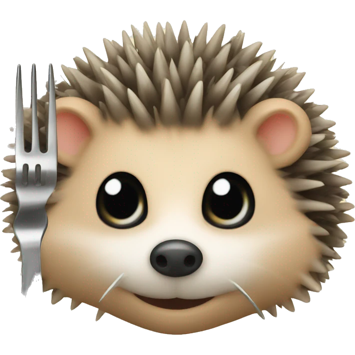 hedgehog with fork emoji