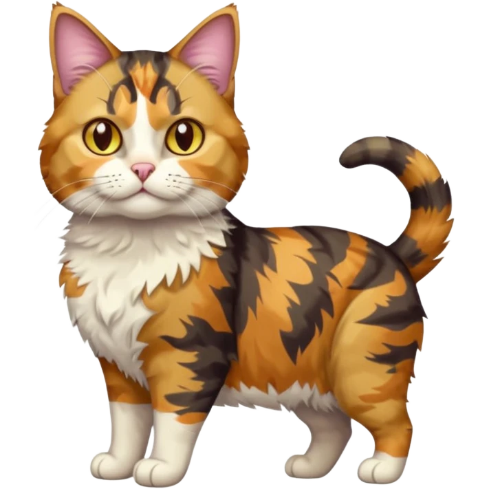 full body colourful light patched calico tabby cat with hazel eyes emoji