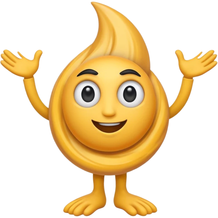 clean emoji-style cyclone with cartoonish eyes and black limbs, arms and legs, professional branding design emoji