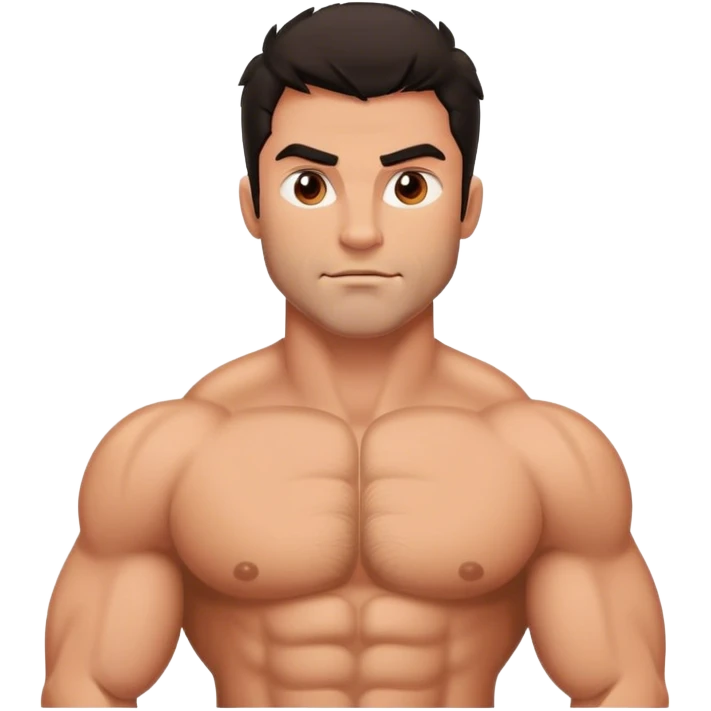 Muscle man with dark hair and hairy chest emoji