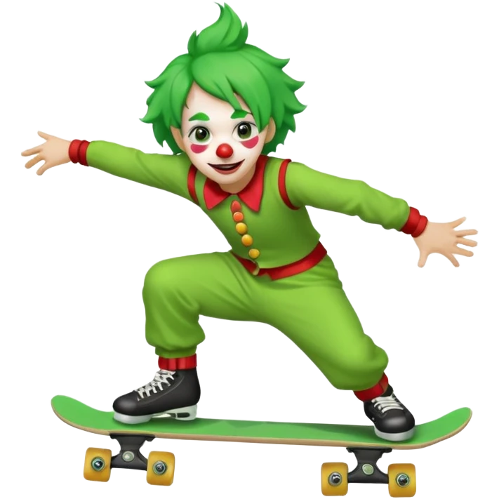 skater clown skating green emoji