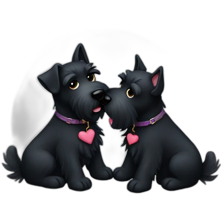 Two black Scottish terrier kissing emoji
