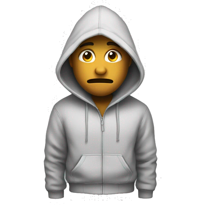 embarrassed face with hoodie emoji