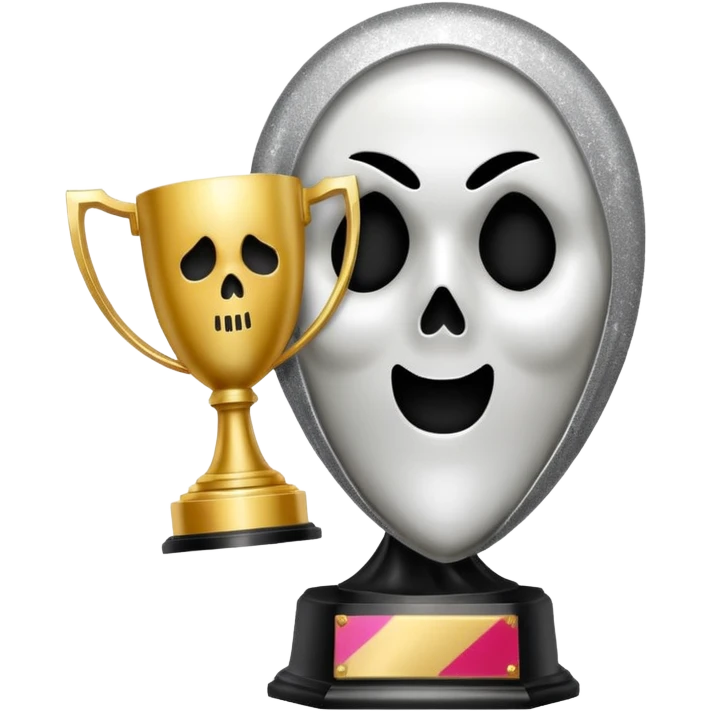 glitter trofeu com a cara do ghostface branco emoji