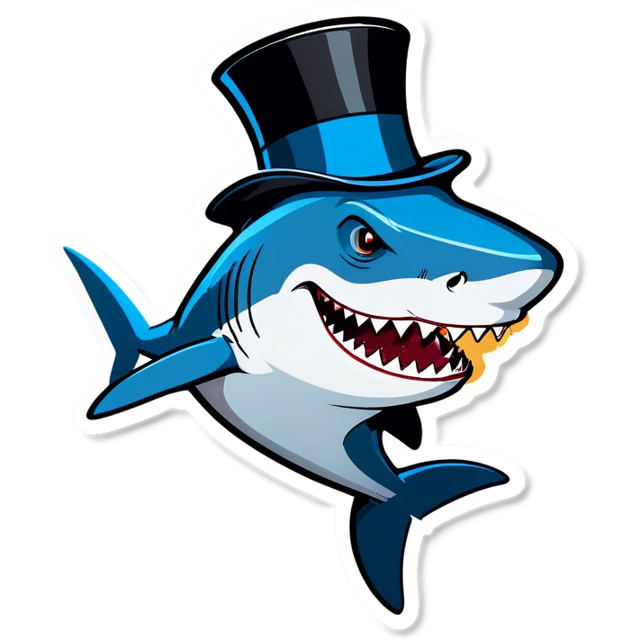 Shark with a top hat emoji