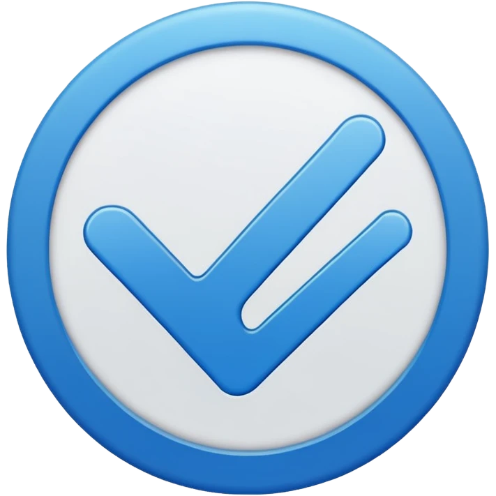 A blue circle entered by a white check mark emoji