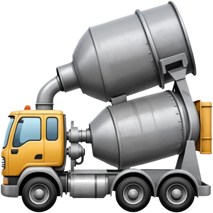 Generate an emoji where the concrete mixer delivers concrete to the disassembled concrete pump emoji