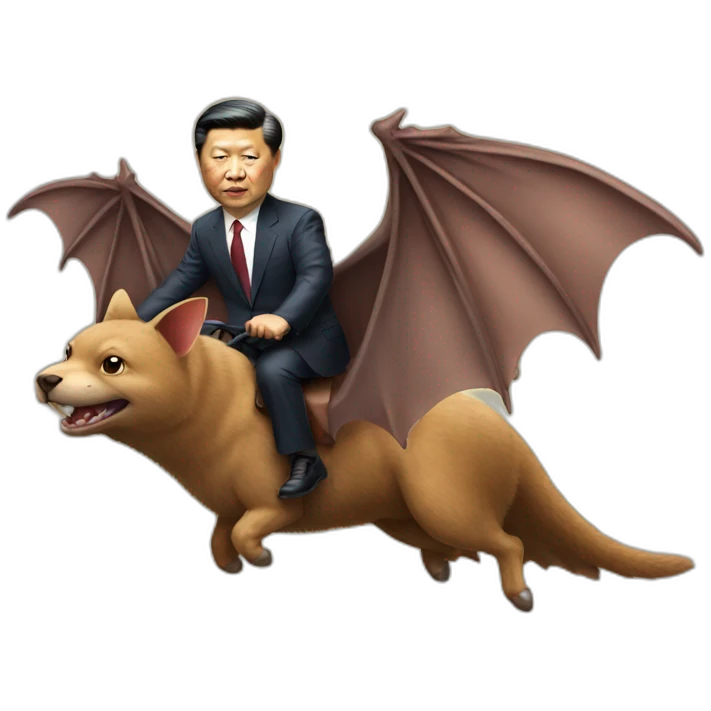 President Xi riding a animal bat with wings emoji